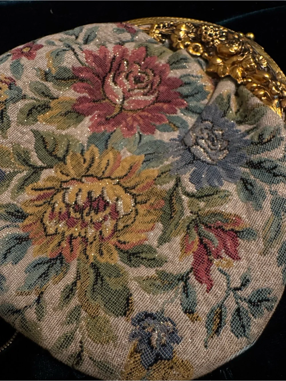 Vintage Delill 1950’s Western Germany Floral Tapestry Purse